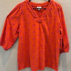 J. Jill Orange and Pink Floral Tunic Medium